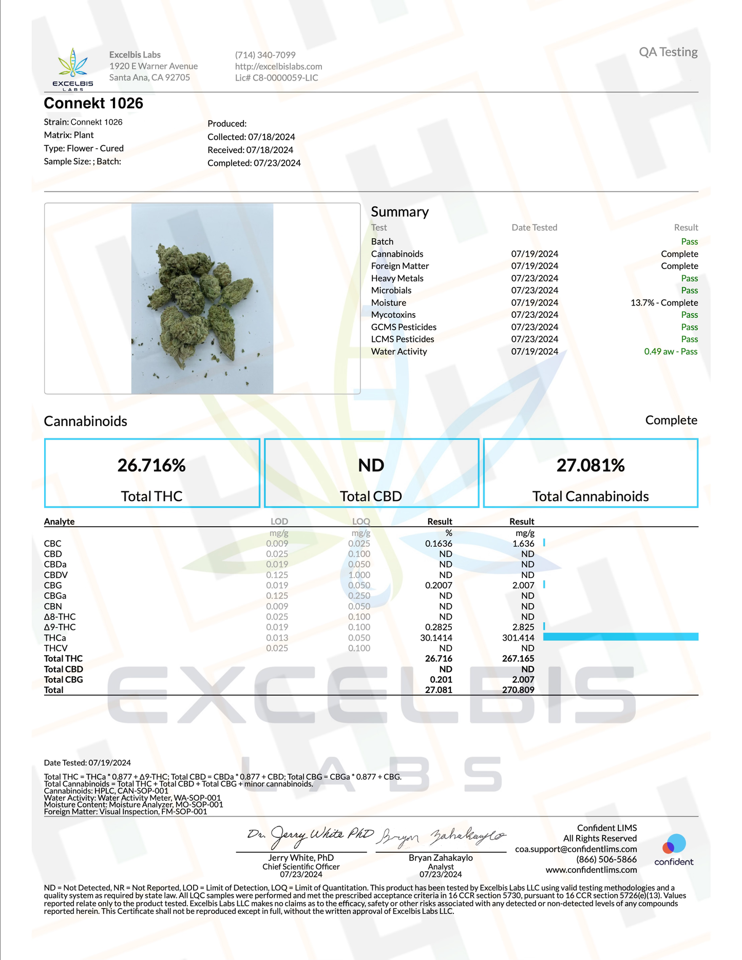 Connekt 1026 Exotic THCa Flower COA