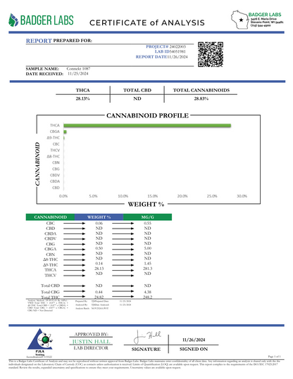 Connekt 1087 Exotic THCa Flower COA